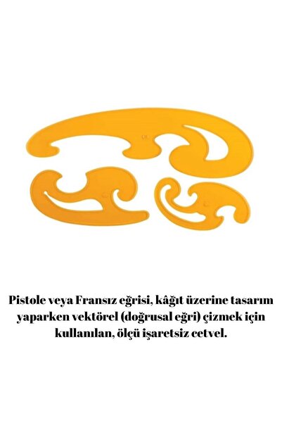 dm dikişmarket Geoderik Cetvel Ve 3'lü Pistole Cetvel Takımı