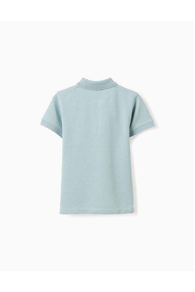 Ziddy Polka Dot Polo for Boys, Light Blue/White