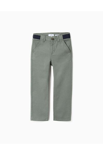 Ziddy Chino Twill Trousers for Boys 'Slim', Green/Dark Blue