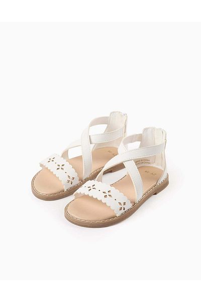 Ziddy Sandals with Perforations for Girls, White