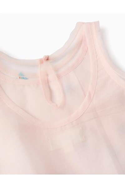 Ziddy Tulle Top with Colourful Embroidery for Baby Girls, Pink