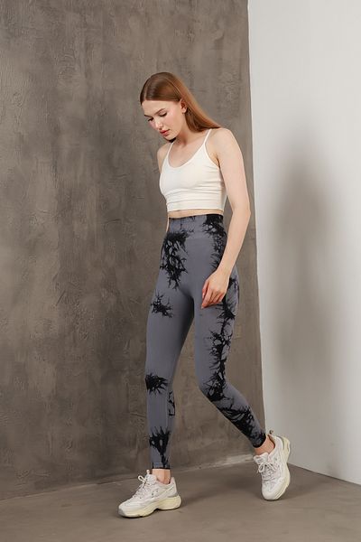 Miss Prova Seamless Push-Up Gathering Tie-Dye Pattern Sports Leggings Missta1816