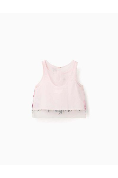 Ziddy Tulle Top with Colourful Embroidery for Baby Girls, Pink