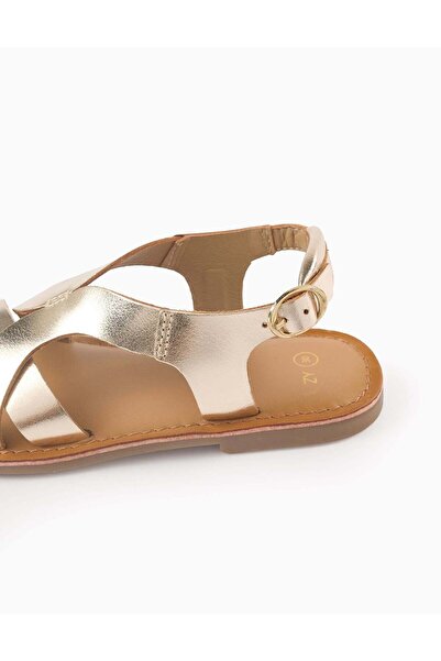 Ziddy Leather Strap Sandals for Girls, Gold