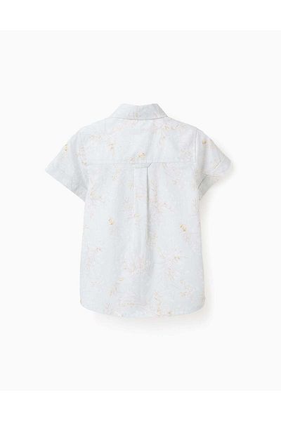 Ziddy Floral Cotton Shirt for Baby Boys, Light Green