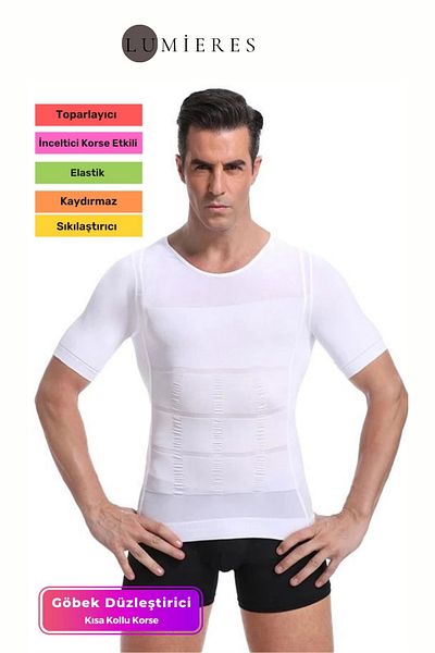 Lumieres High Quality Waist Chest Upright Posture Gynecomastia Recuperator Male Firming Short Sleeve Corset Undershirt