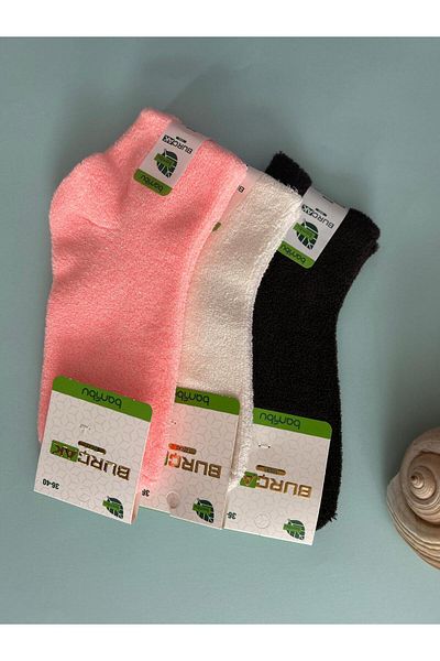 BURÇAK Women's Bamboo - Towel Socks Set of 3 - Mixed Color