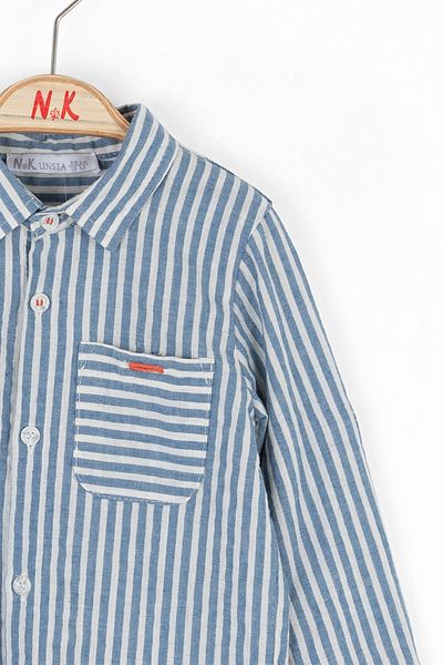 nk kids Cămașă pentru băiat, elegantă, confortabilă, din bumbac, țesătură naturală, cu design ușor