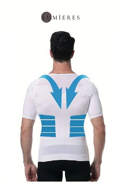 Lumieres High Quality Waist Chest Upright Posture Gynecomastia Recuperator Male Firming Short Sleeve Corset Undershirt