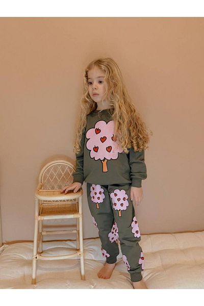 RAPAPA Girl's 2 Thread Bottom Top Tracksuit Set - Green 1660