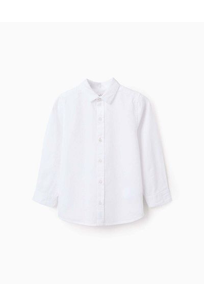 Ziddy Cotton Textured Shirt for Boys, White