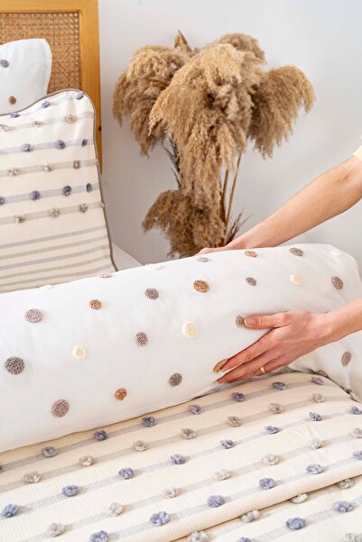 Rivaİstanbul Harmony Cream Double Bedspread Set - 4 Piece Dowry Set