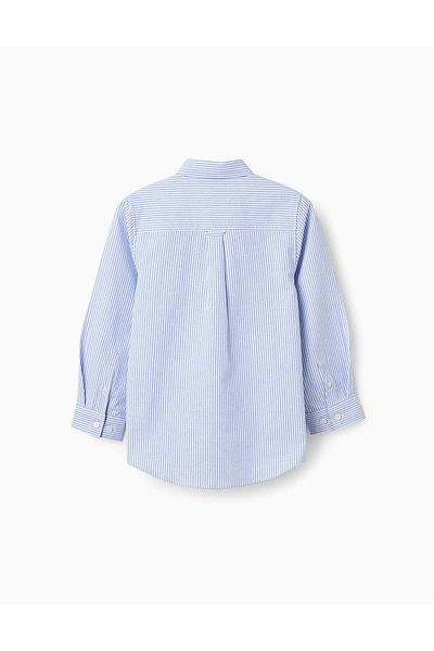 Ziddy Cotton Striped Shirt for Boys, White/Blue