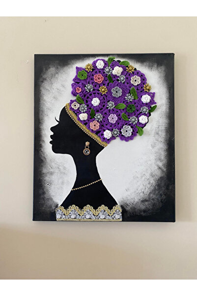 Mersin Alzheimer Derneği El Yapımı Kabartmalı Siluet Tablo - El Örgüsü Mor Çi...