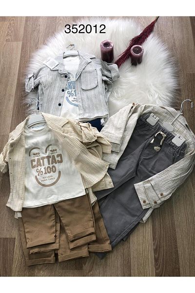 Retro Women Boy's Pants Shirt T-Shirt Cotton Stylish Set