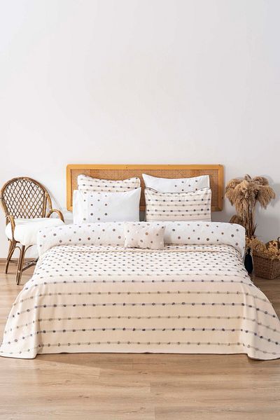 Rivaİstanbul Harmony Cream Double Duvet Cover Pique Set - 8 Piece Dowry Set