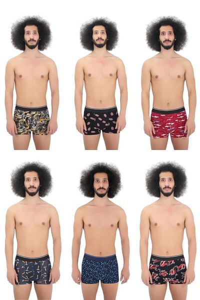 andredimoda Men's 6-Piece Boxers 1stClass Fabric Premium Package Special DesignPlain Lycra Boxer Shorts Dowry Gift