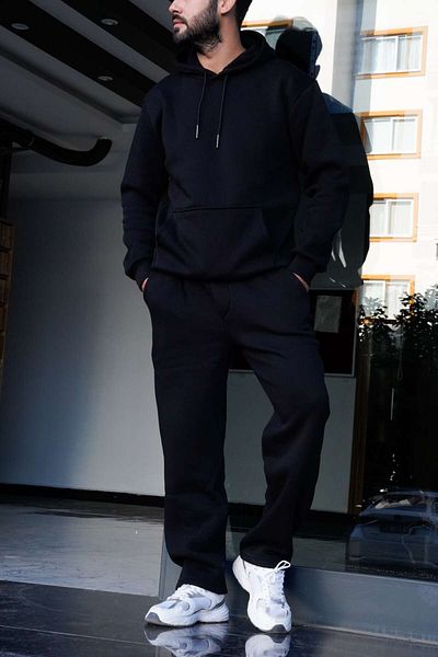 EydaMoon Men's Bottom-Top Suit 3 Thread Raster Relaxed Fit Tracksuit Set