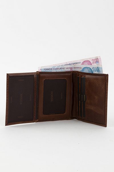 Fossil Boxed Genuine Leather Gray Crazy Vertical Small Size Men's Hand Portfolio Wallet