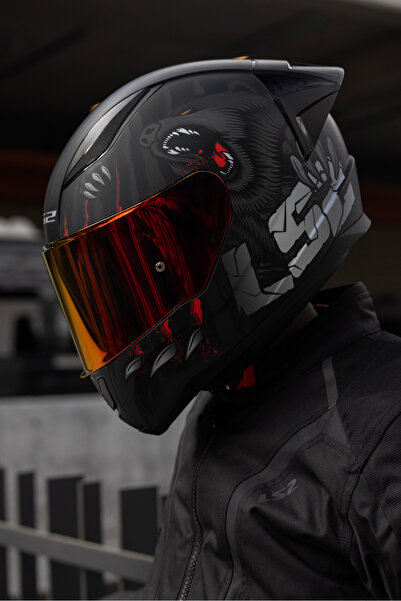 LS2 RAPID 2 RACE CLAWN MAT SİYAH-GRİ-KIRMIZI KASK