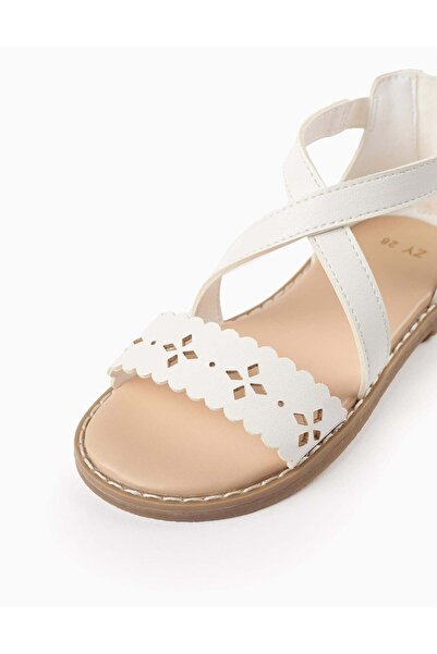 Ziddy Sandals with Perforations for Girls, White