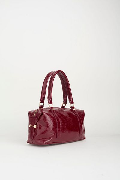 Vivaq Women's Burgundy Design Broken Shiny Leather Lined Zipper Closure Handbag and Shoulder Bag