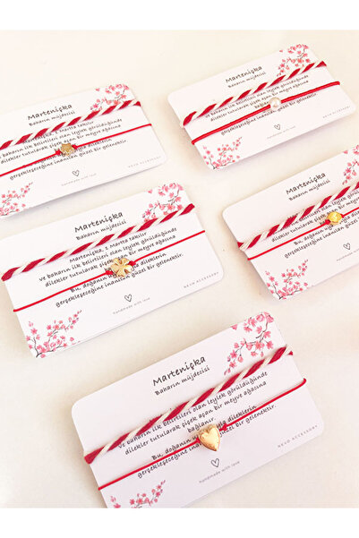 NevoAccessory Marteniçka 5 ADET Kartlı Yonca, Kalp, İnci, Yıldız, Boncuk Ayar...