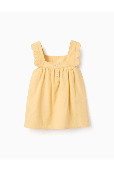 Ziddy Cotton Top with Petal Effect for Girls, Yellow