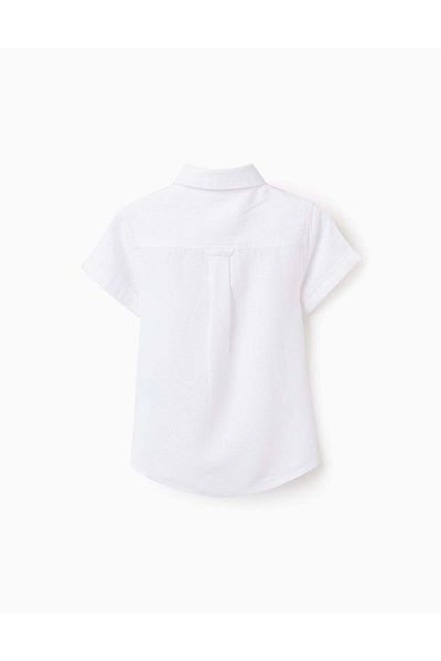 Ziddy Shirt in Viscose, Cotton and Linen for Baby Boys, White