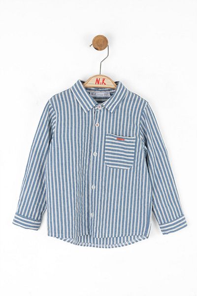 nk kids Cămașă pentru băiat, elegantă, confortabilă, din bumbac, țesătură naturală, cu design ușor