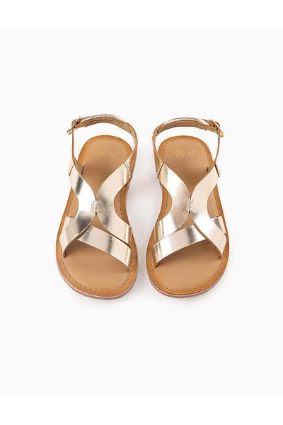 Ziddy Leather Strap Sandals for Girls, Gold