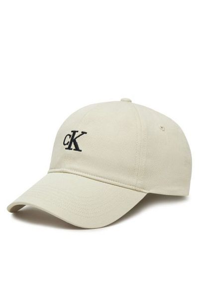 Calvin Klein Women's Ck Embroidered Cream Baseball Style Hat