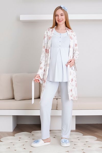 ERDENİZ TEKSTİL Set de pijamale și rochii Melisa |   Set instant pentru maternitate cu mânecă scurtă și nasturi în față