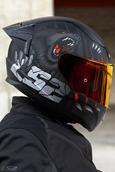 LS2 RAPID 2 RACE CLAWN MAT SİYAH-GRİ-KIRMIZI KASK