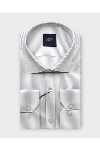 KAMER ERKEK REGULAR FIT UZUN KOLLU KLASİK YAKA TEK CEPLİ ÇİZGİLİ GÖMLEK 3762G