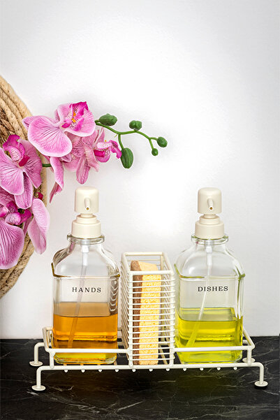 Glass In Love موزع الصابون السائل مع حامل - عبوة من قطعتين