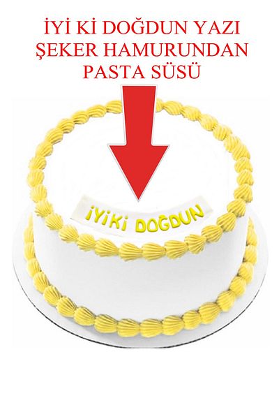 Pasta9 Happy Birthday from Candy Dough Lettering Yellow Color Cake Decoration on White