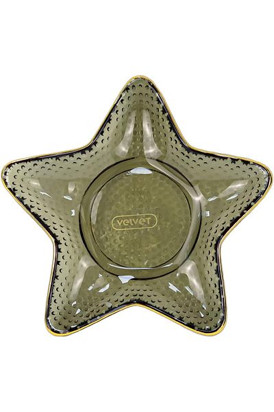 Winds Trading 13cm Star Glass Dessert Bowl – Golden Edges, for Ice Cream, Fruit & Snacks (Grey)