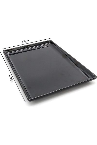 Winds Trading Dynasty Black Melamine Serving Tray, BPA-free, Sleek Finish, Ideal for Food (25x17cm)