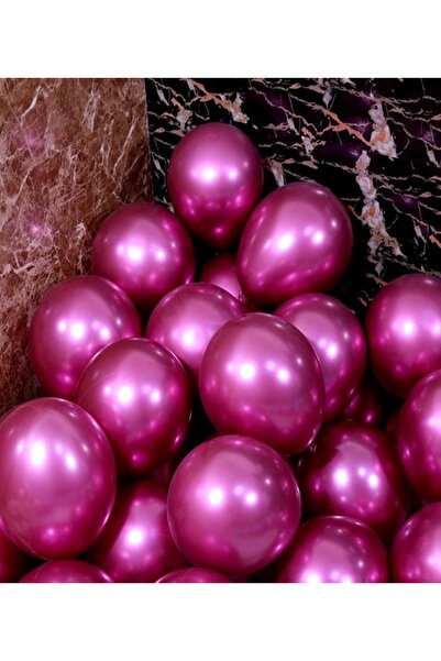 VIP Balon 50'li 12 İnç Koyu Pembe (Vişne Çürüğü / Mürdüm) Krom Balon Seti – Helyum Uyumlu, Parti Balonları