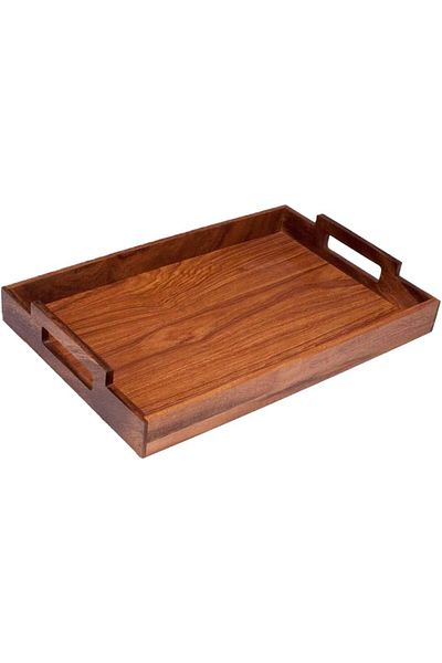 Billi Acacia Wood Serving Tray with Handles,Decorative Tray for Breakfast, Lunch & Dinner (48x31cm)