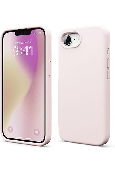 Elago غطاء سيليكون سائل لهاتف iPhone 16E (2025) بطانة من الألياف الدقيقة الناعمة - وردي جميل