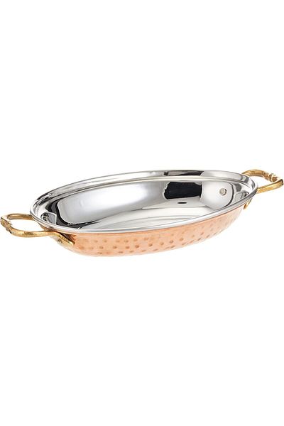 RAJ TCOD02 Copper Kadai Serving Dish – 21.5cm, Double Handle, Traditional Indian Serving Bowl