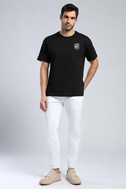 Lee Cooper Kite Erkek %100 Pamuk O Yaka T-Shirt Siyah