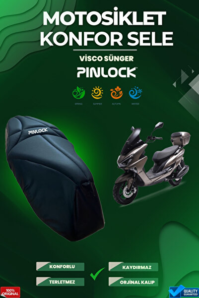 pinlock Kanuni Mati Uyumlu Motosiklet Konfor Sele Visco Süngerli Koltuk Kılıfı (Siyah)