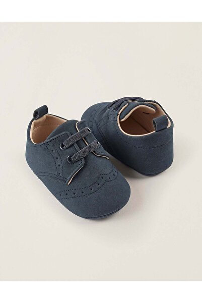 Ziddy Brogue Shoes for Newborns, Dark Blue