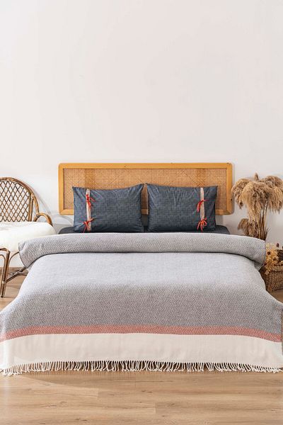 Rivaİstanbul Viva Ribbon Double Blanket Set 4 Piece Sleep & Dowry Set