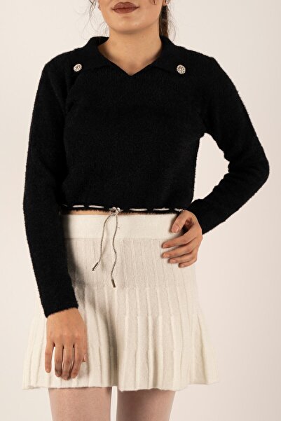 İKLİM LİFE Πουλόβερ με γιακά πόλο με αλυσίδα με έξι πέτρες