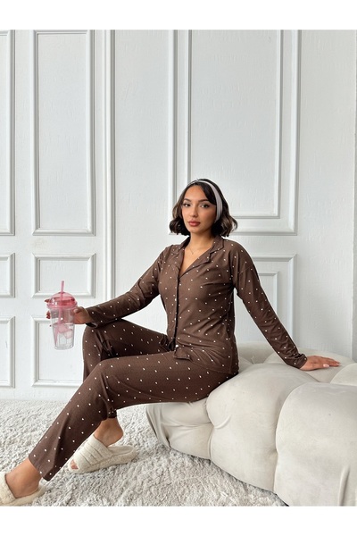 Miss Prova Suede Heart Pattern Pajamas Set Misspt 566020