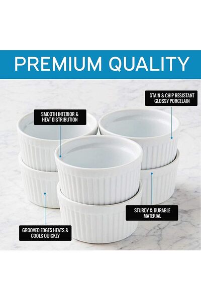Hope أوعية رامكين من البورسلين سعة 8 أونصة لشوربة البصل الفرنسية الكريمية السوفليه رامكين على الطراز الكلاسيكي للخبز